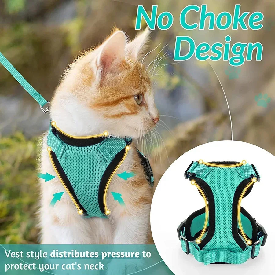 Cat straps and belts for walking leak proof soft adjustable vest cats EasyControl 250318