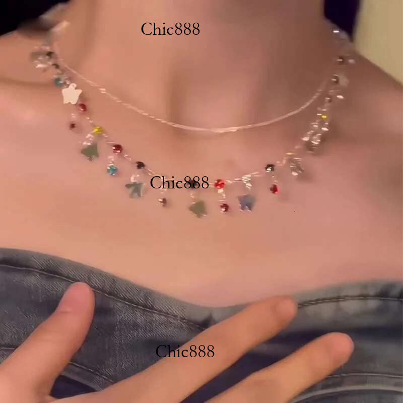 Exquisite Crystal Zircon Butterfly Necklace for Women Elegant Double Layer Clavicle Chain Choker Party Wedding Jewelry