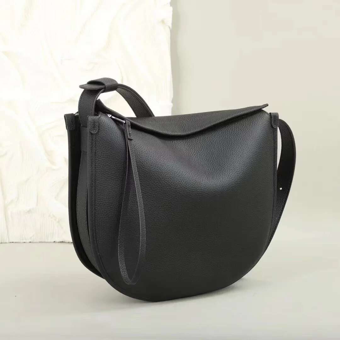 2023 High Quality Women Saddle Bag New Genuine Leather Female Versatile Handbags Ladies Simple Large Shoulder Crossbody Bags