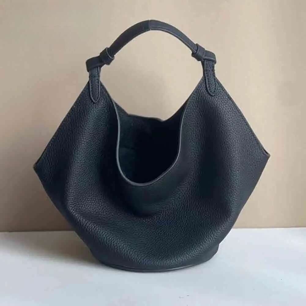 New Woman Bag Cowhide Leather Designer Bags Soft Underarm Shoulder Satchel Tote Retro Pouch Black