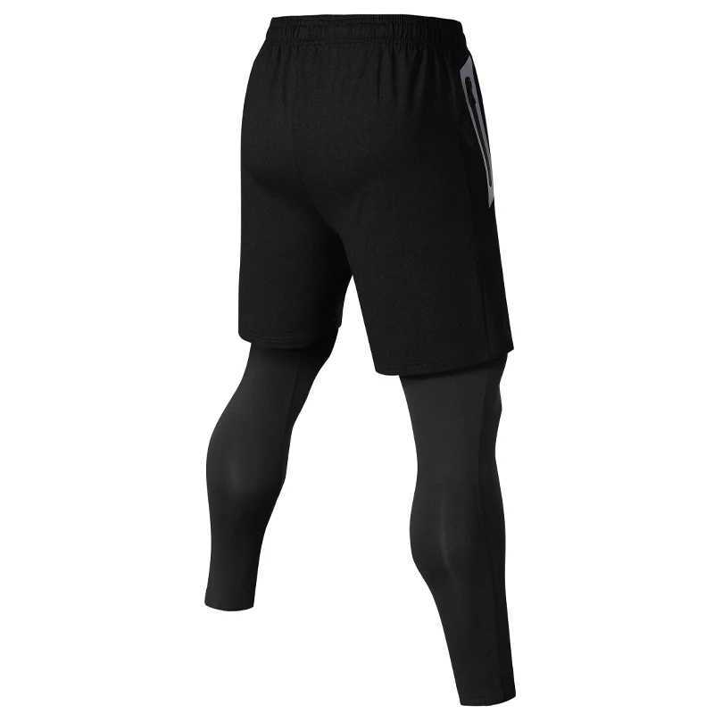 Mens Sports Trouser 2 In Compression Training Legging Breathable Joggers Zip Pockets Running Double Deck Fitness Gym Pants W250318