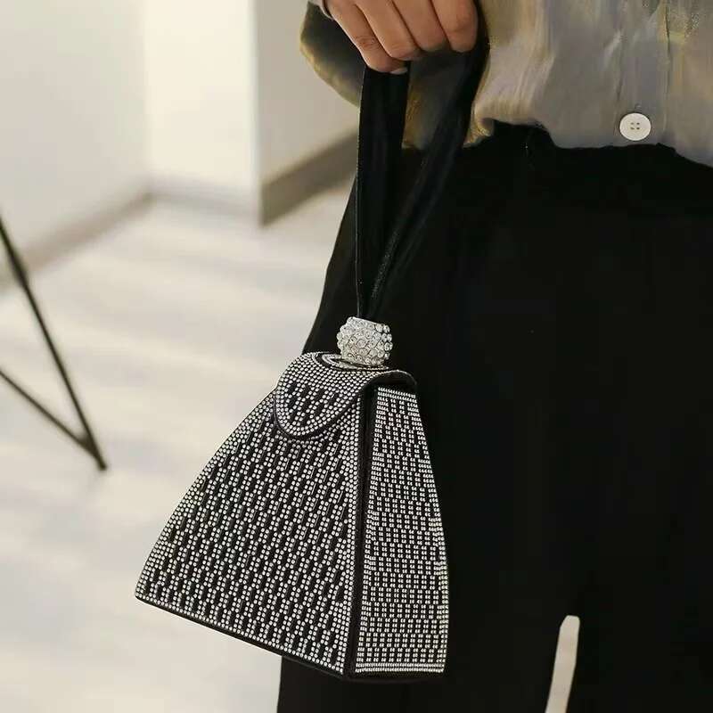 Bg Shiny Rhie Dia Square Women's Handbag Glitter Evening Wedding Party Clutch Purse Messenger Bag