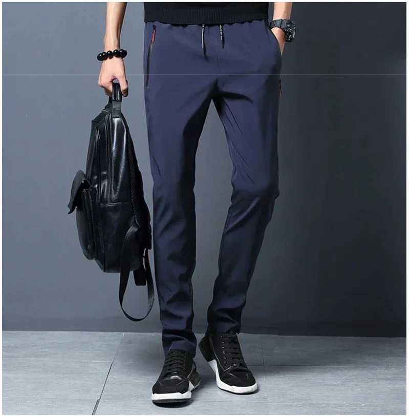 Summer new mens casual pants slim Korean ice silk pants gold round thin sports pants straight tube fast drying jogging pants W250318