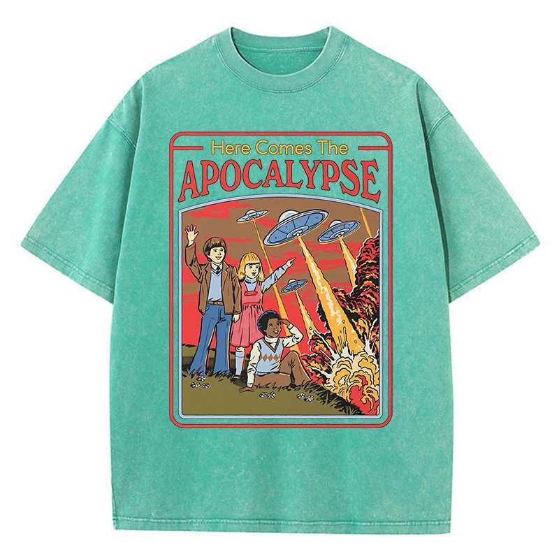 This is a revelation Ufo washes vintage mens clothing oversized streetwear fashionable cotton tops and casual loose T-shirtsXJ250318