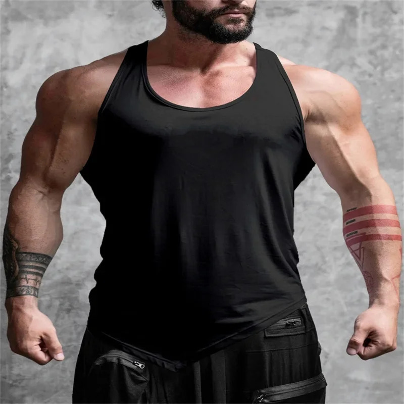 Summer mens vest quick drying breathable fitness sleeveless gym Tshirt sportswear muscle relaxation top 250314Z
