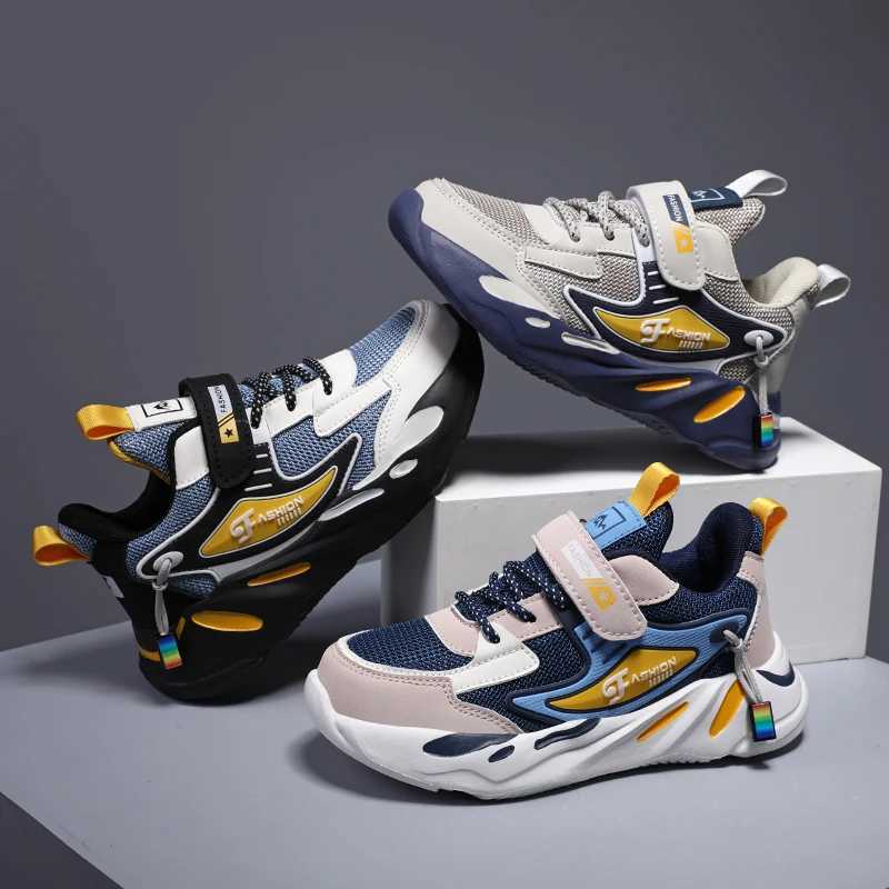 Kid Sneakers Sport Shoes for Boys Fashion Leather Children Breathable Mesh Comfort Shoes Casual Walking Outdoor Running ShoesXJ250318