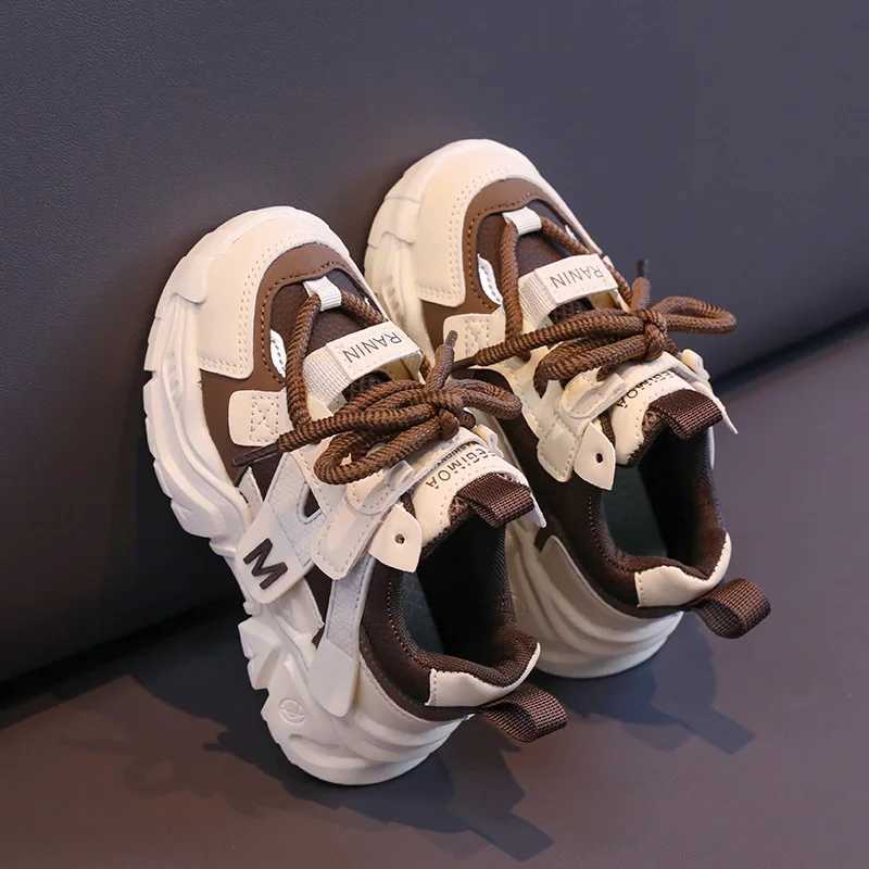 Childrens sports shoes 2024 autumn childrens casual sports shoes boys patch work color soft PU leather boys breathable tennis shoes W250318