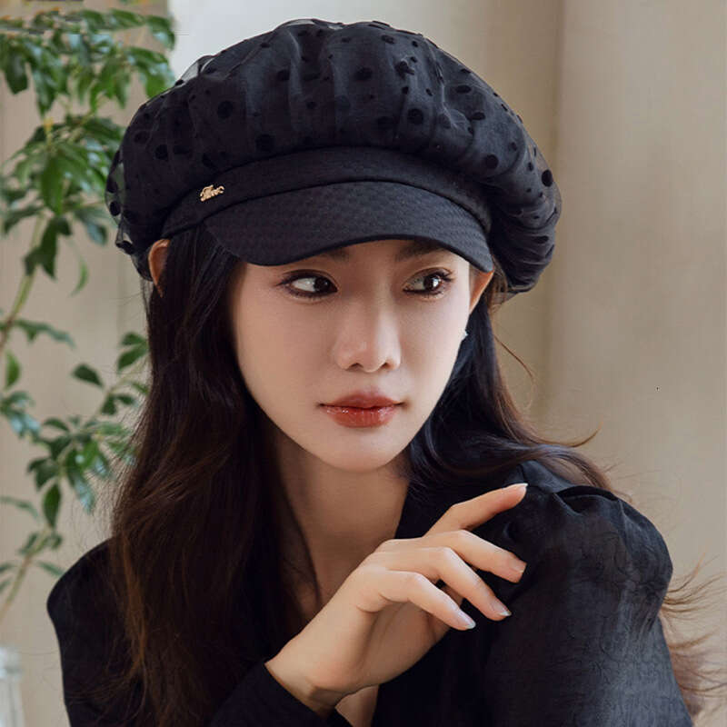Fashionable black duckbill new spring summer hat, women's age reducing and face enhancing small octagonal hat