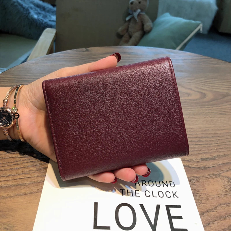 Short Women Wallets Real Leather Billfold Original Envelope Purses For Ladies Soft Calfskin Wallet Birthday Gift 250317