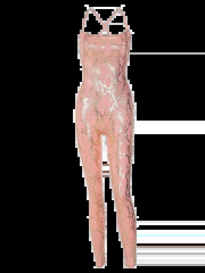 Dulgura jumpsuit with backless cross straps sexy and shiny Vocation 2024 spring/summer womens party club outfit X250318