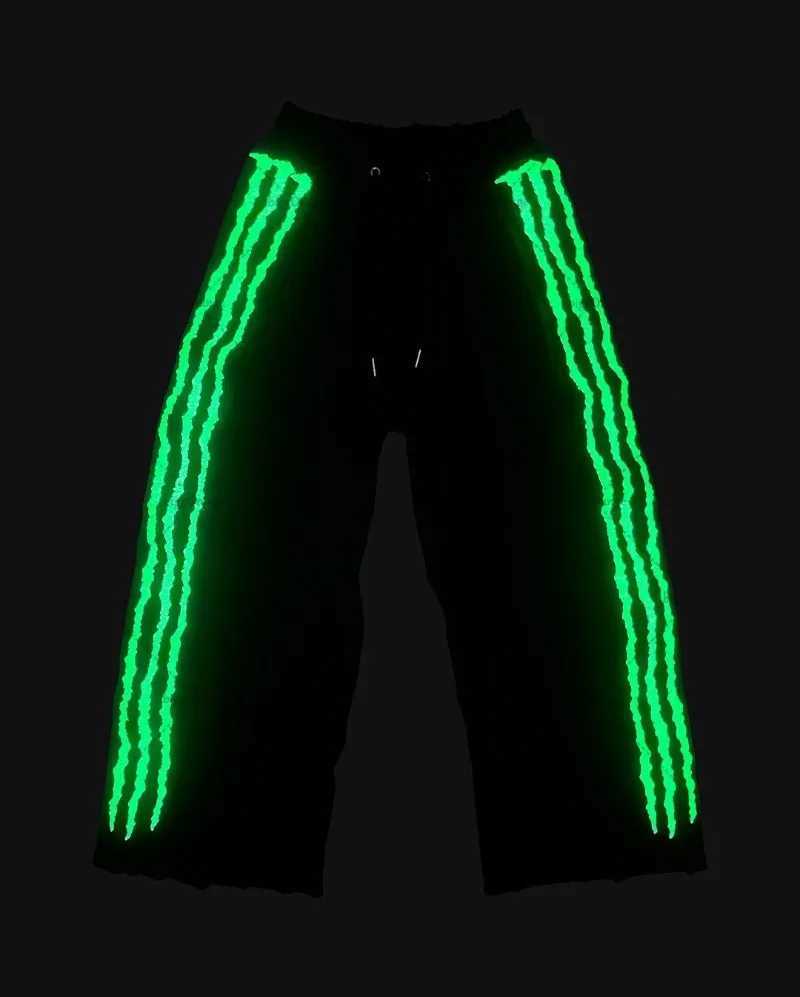 High Street Retro Reflective Striped Baggy Sweatpants Y2K Harajuku Gothic Punk Wide-leg Pants Men Hip-hop Streetwear Trousers W250318