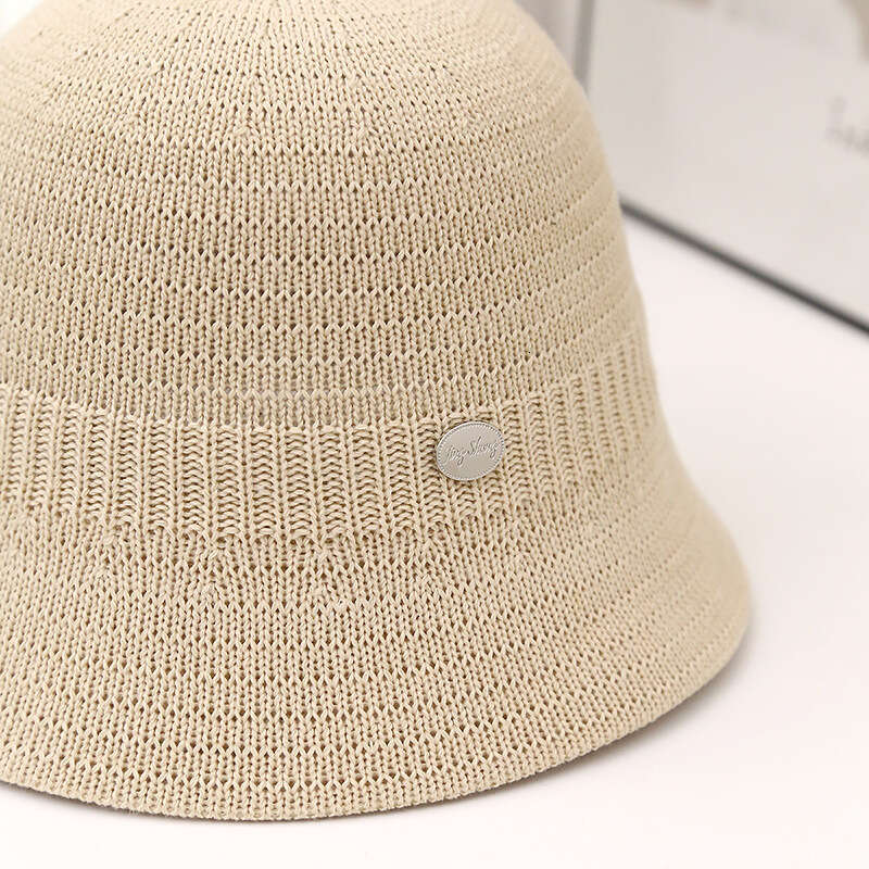 2024 New Women's Casual Fashion Sunshade Striped Hollow Bucket Thin Soft Breathable Knitted Hat