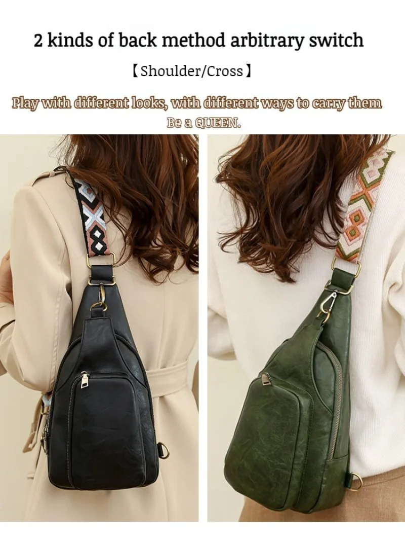 Womens cross body soft leather fashionable work chest bag 250317