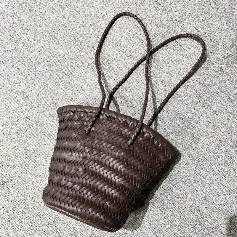 Handwoven Bucket Bags For Women Designer Handbags Purses 2024 New In PU Vintage Braid With Inner Pocket Underarm Shoulder