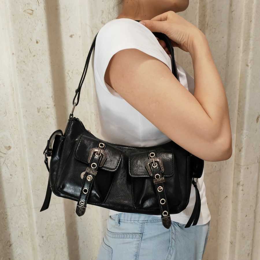 Y2K Korean Wenyuan Su retro gothic black shoe bag fashionable and elegant punk wallet handbag trend handbag Y250318