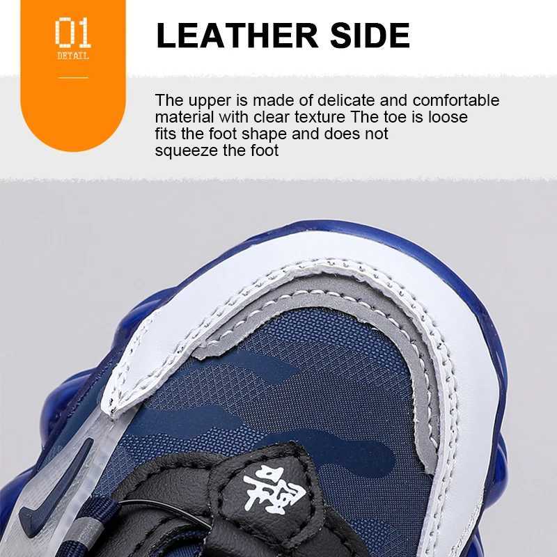 Leather childrens running shoes fashionable teenagers casual walking student sports shoes breathable and soft childrens outdoor sports W250318
