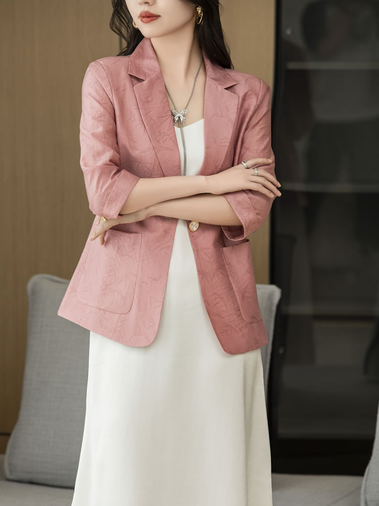F315Chic Tencel Material Women's Suit Jacket Sleek Summer Outfit Essential