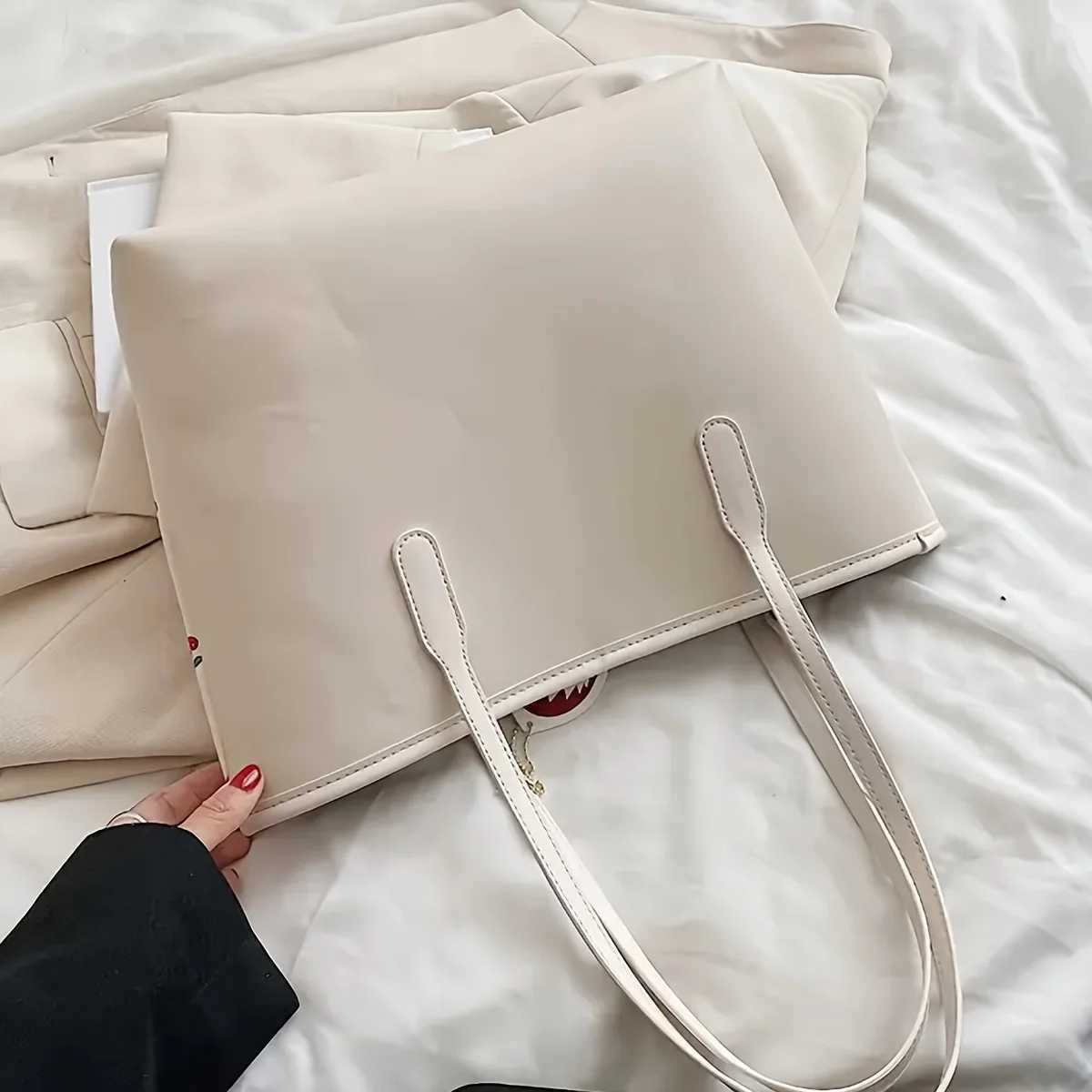 Chic ry Print PU Tote Bag For Wen Fiable Shoder Bag Large Capacity Cmuter Handbag Z250318