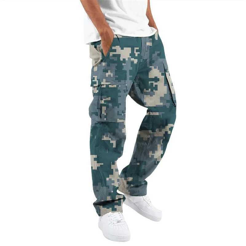 Spring and autumn mens Trouser outdoor jogging camouflage pants mens fast drying running multi pocket cargo pants cool womens woolen pants W250318