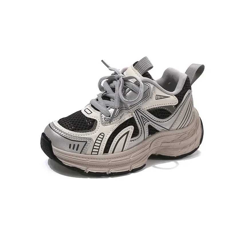 Childrens sports shoes mesh breathable boys and girls running shoes hook and loop 2025 new fashion childrens sports shoes thick soft sole trendXJ25031