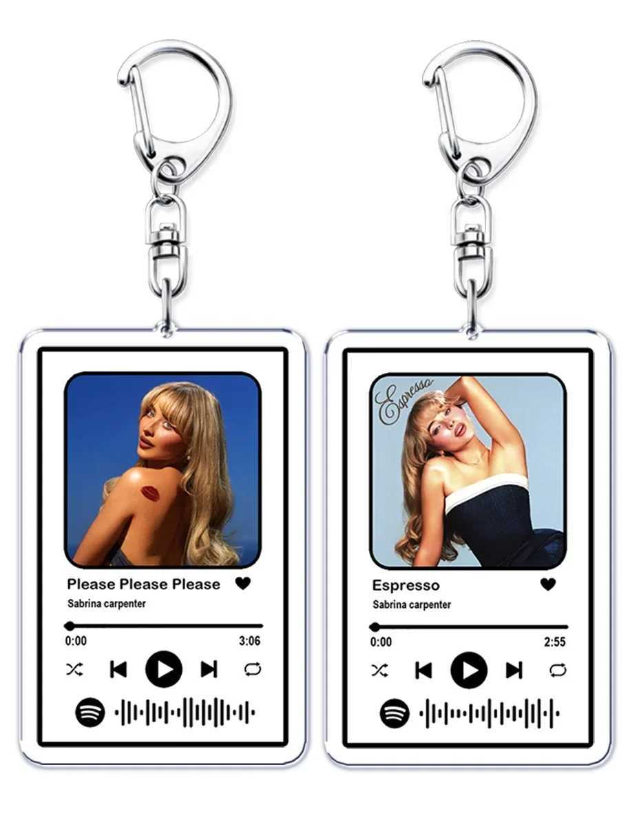 Hot Sabrina Carpenter Songs Keychain Female Accessories Nonsense Please Espresso Playlist Pendant Keychain Jewelry Fan Gifts X250318