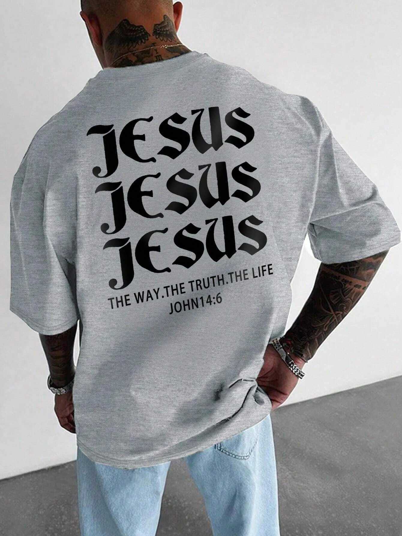 Jesus Men Cotton T-shirt Luxury Brand Fashion Big Size Top Casual Short Sleeve Streetwear Classic New Arrival Print Tee S-4XLXJ250318