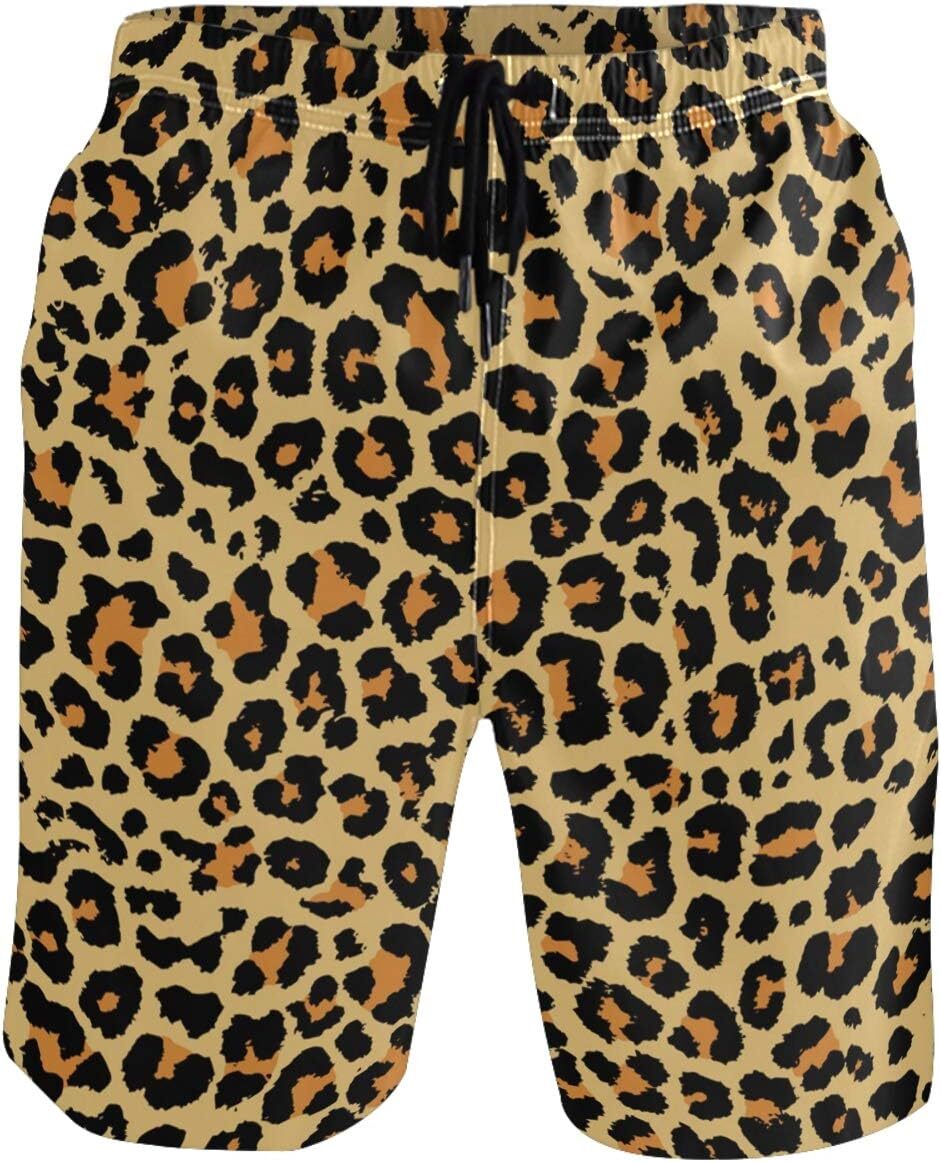 Men Swim Trunks Swimming Beach Surfing Board Shorts Swimwear Quick Dry Bathing Suits Fashion leopard print