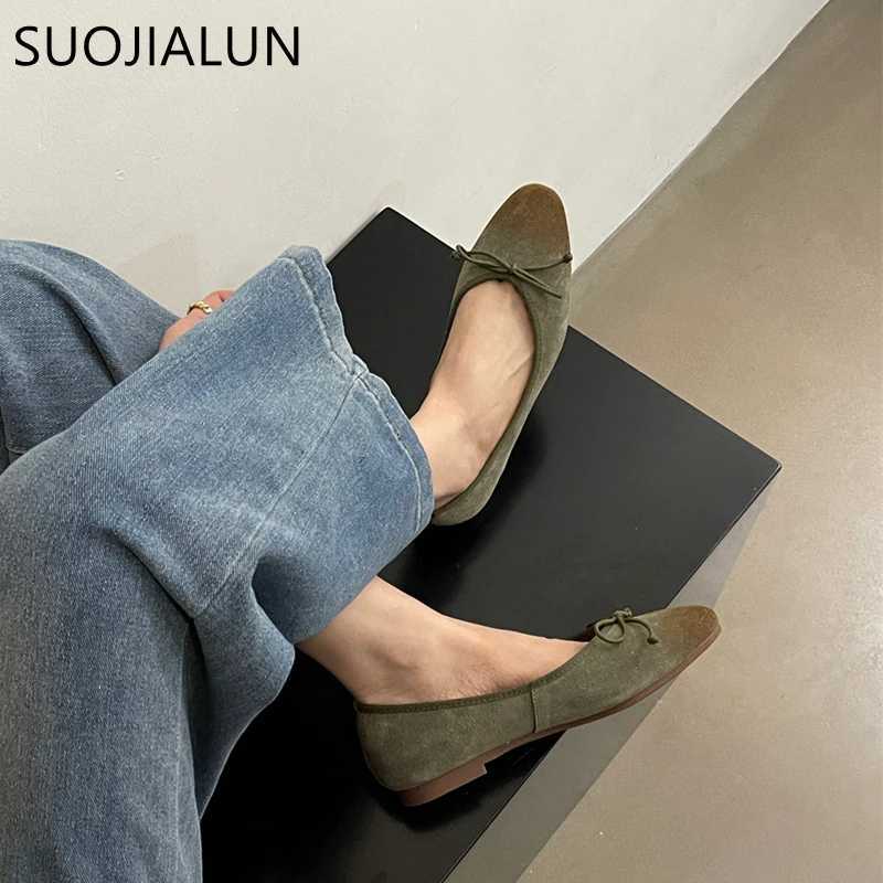 SUOJIALUN 2024 Spring New Wenping Shoes Fi Bow Round Toe Womens Ballet Shoes Light Slip Dress Ballet Shoes Y250317
