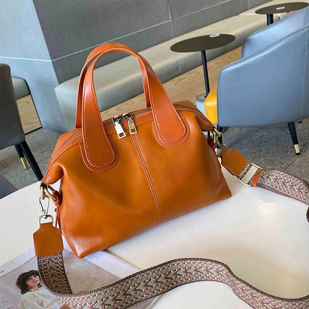 Genuine Leather Woman Bags Retro Shoulder Handbag Vintage Lady Messenger Casual Tote Crossbody Purses Black 2023 New