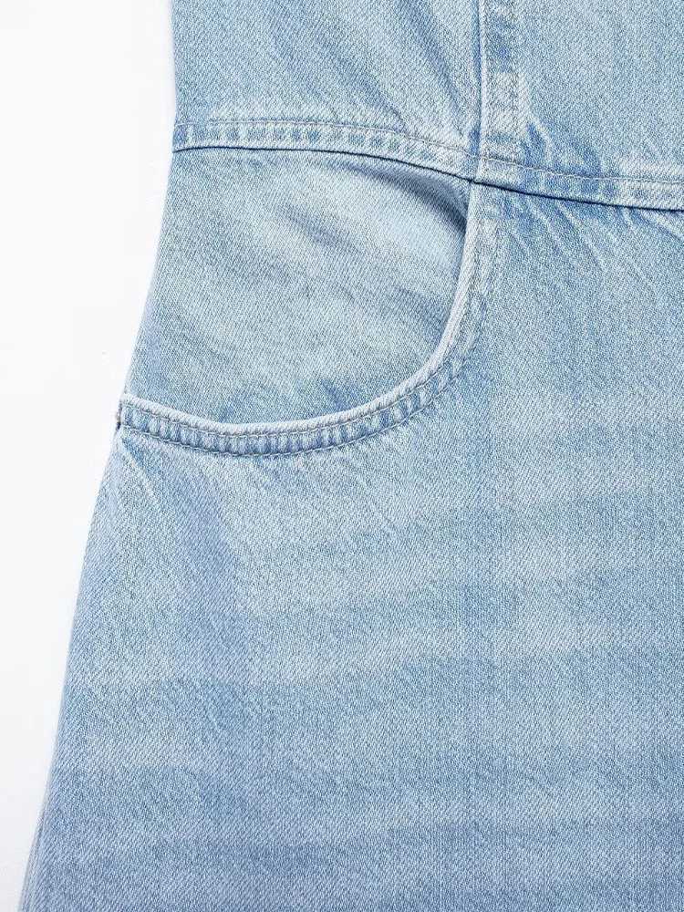2024 summer womens strapless jumpsuit mens backless design wide leg denim jumpsuit X250318