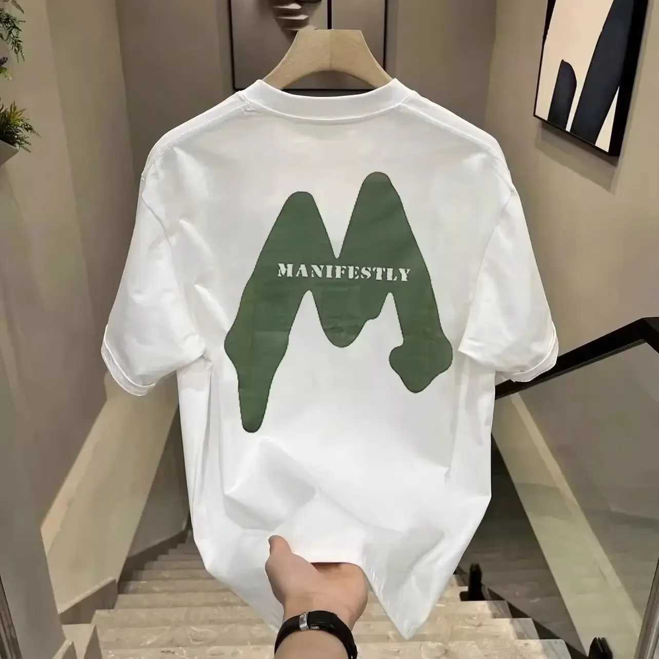 2024 Trendy Mens Casual High-end Short Sleeve T-shirt Summer Half Sleeve Pure Cotton Loose-fit Versatile TopT250318