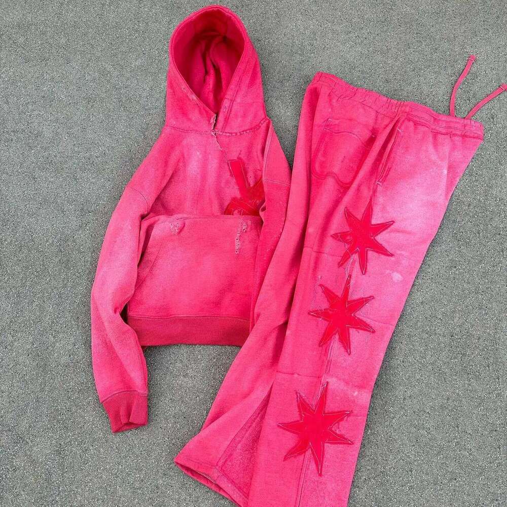 Trendy Men's Sports Two-Piece Men Women, Acid Wash Tracksuit Set For Washing And Aging