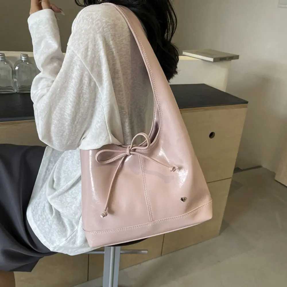 Retro PU Leather Shoe Bag for Wen Soft Handbag Shopping Bag Underarm Bag Fi Large Capacity Handbag Y250318