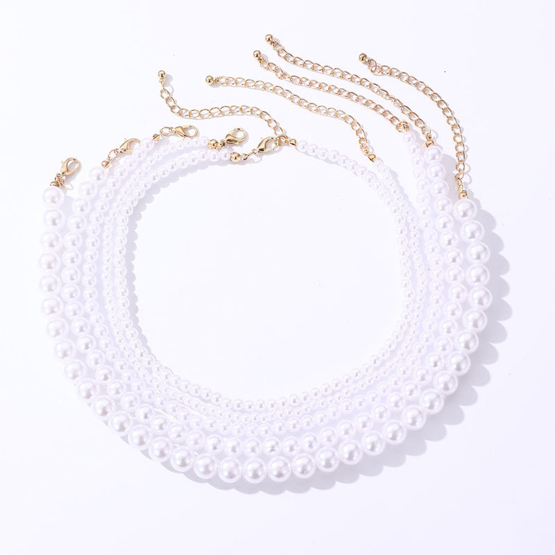 4/5/6/8/10mm Imitation Pearl Necklace Women Simple Everything Collared Collar Chain Chain Jewelry
