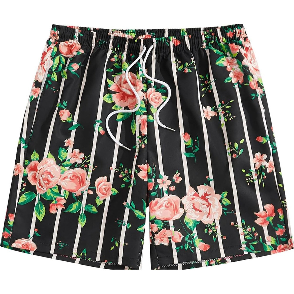 Men's Floral Print Drawstring Shorts Running Athletic Sport Shorts Fashionable printed shorts
