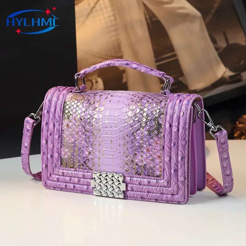 2025 New Fashion Women's Handbags Genuine Leather Small Shoulder Crossbody Bag Senior Sense Snake Print Bags