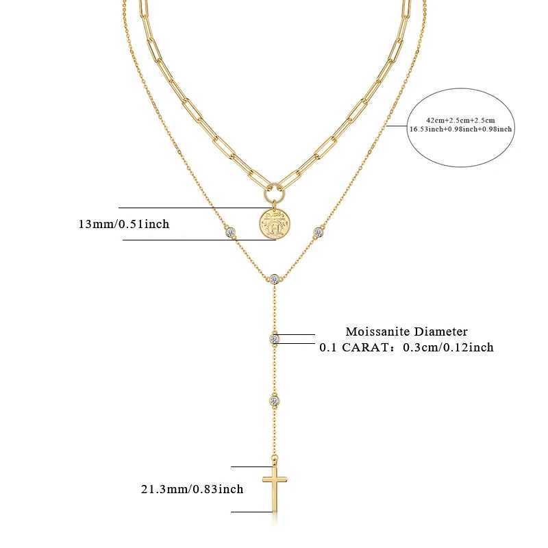 Foxconn S925 silver silica laminated necklace D-color VVS1 double chain sparkling cross pendant hypoallergenic gift W250318