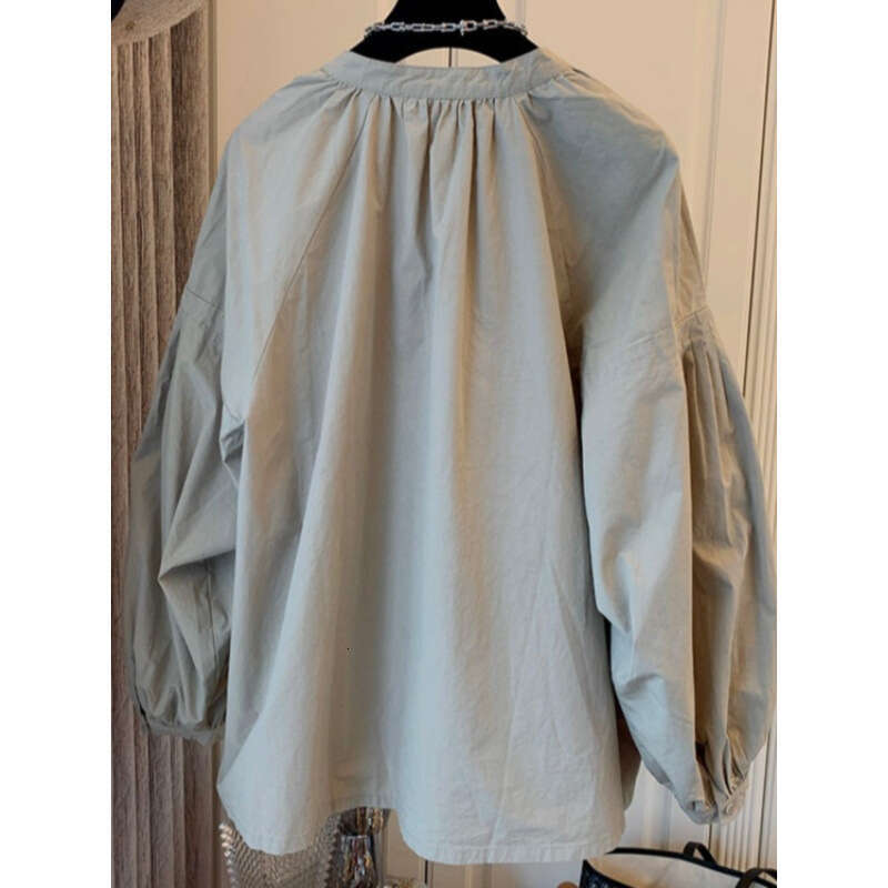 Spring and Autumn new clothing French pleated bubble sleeves loose top, women's stylish chic small shirt