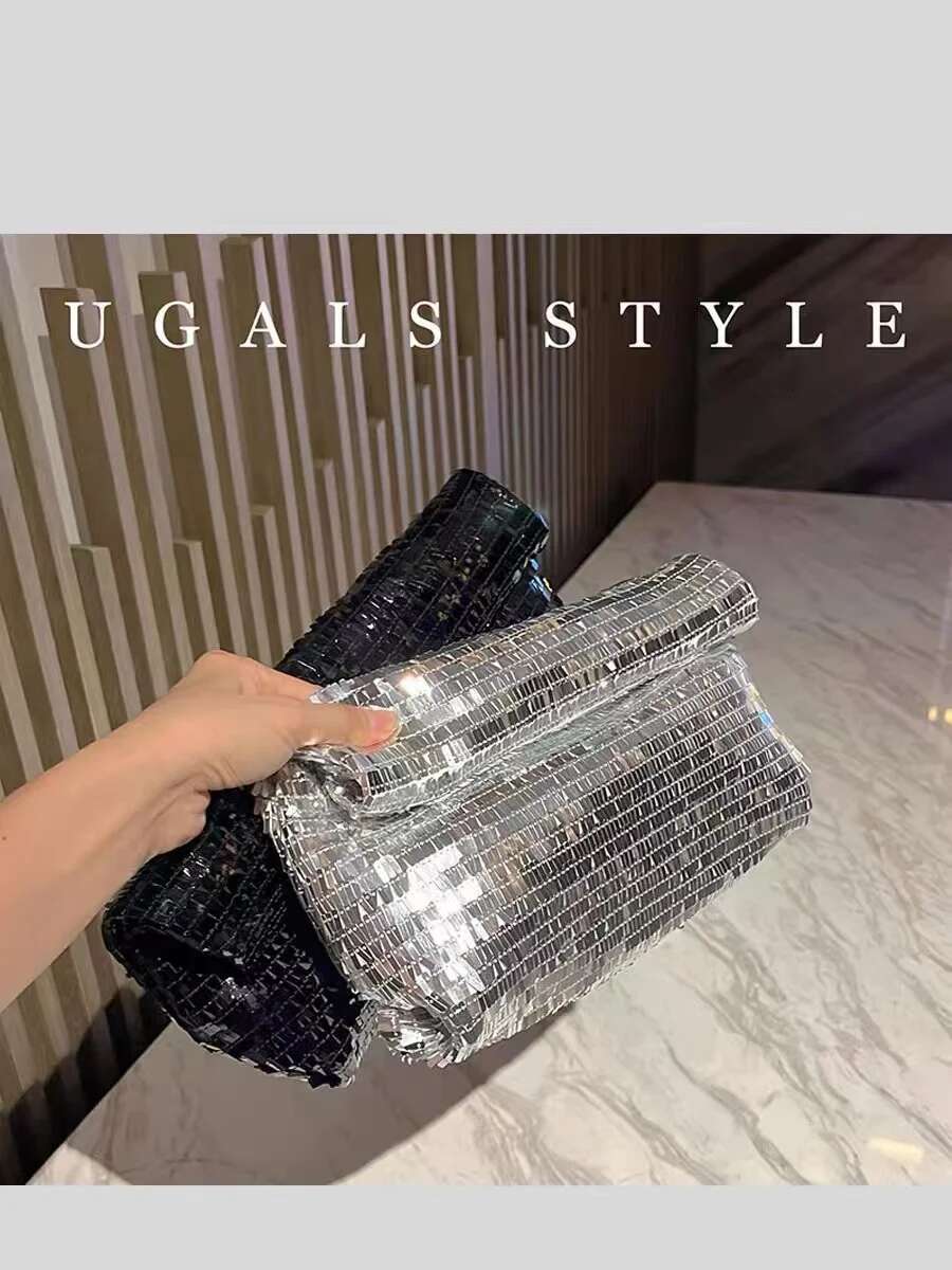 Designer Bg Shiny Sequins Evening Glitter Fashion Women's Handbag Wedding Party Clutch Purse Banquet Dress Bag