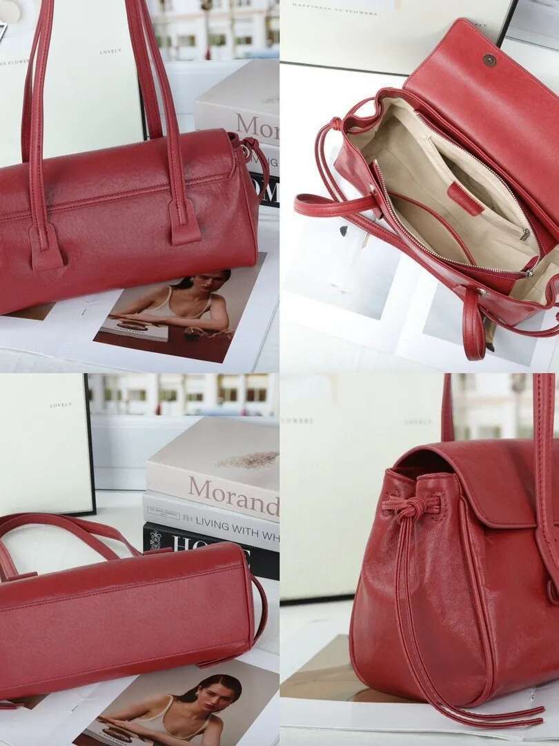 YANATARI genuine leather woman 2025 korean vintage long shoulder bag Handbags ladies high-capacity underarm Bag