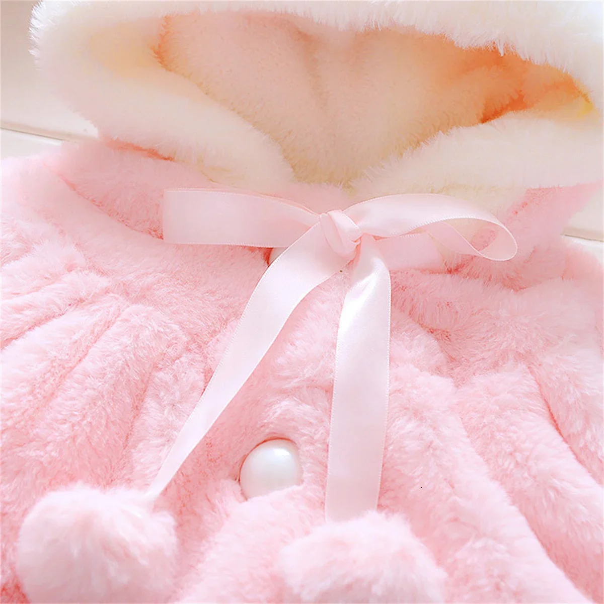 Childrens clothing childrens cape girls autumn and winter wool sweater shawl baby ear fleece jacket 250317q - view 6