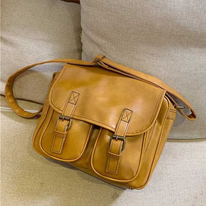 Vintage wen Messenger bag Large capaci oil wax leather fem shoder bag ladies crossbody bag Casual big handbag w Z250318