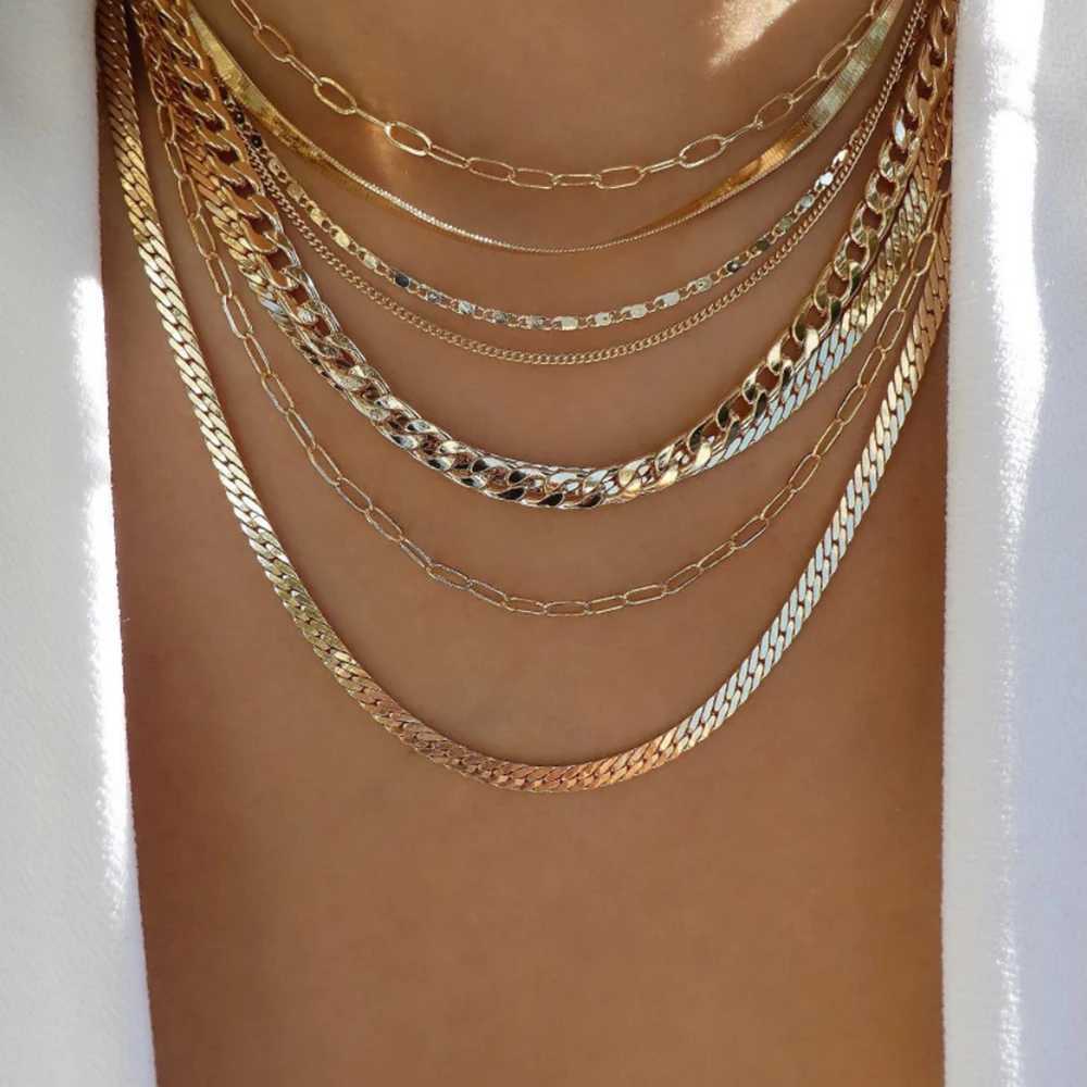 Vintage new gold multi-color necklace suitable for women Bohemian fashion multi-layer crystal pendant necklace set jewelry gift W250318
