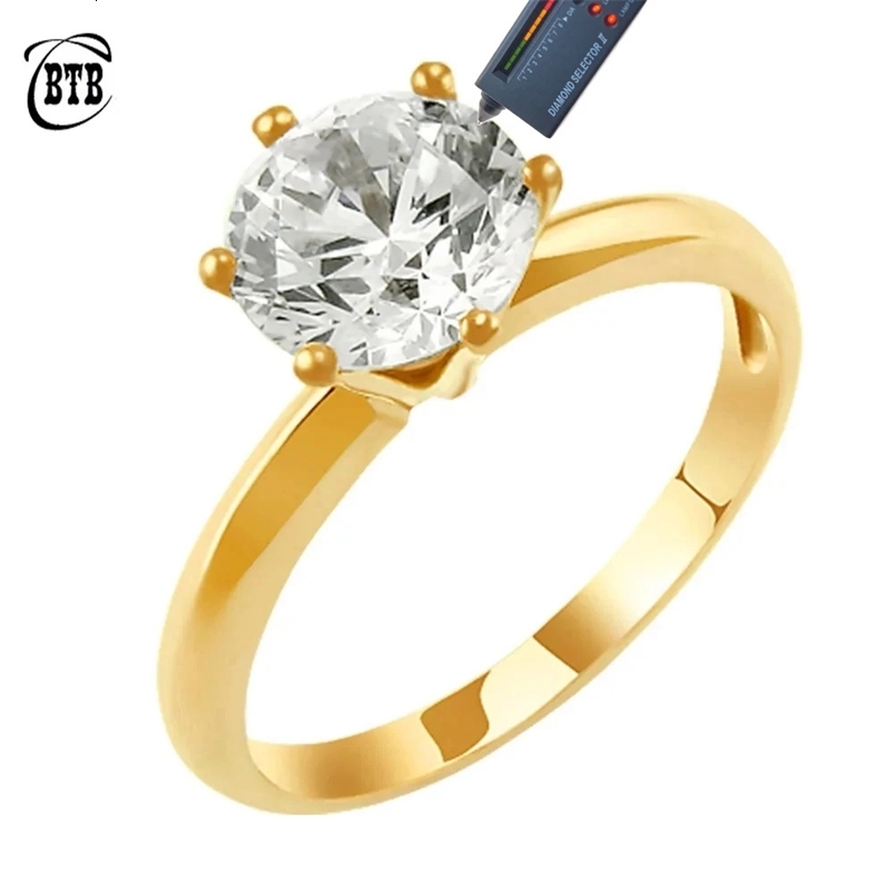 Real D Color 18K Gold Engagement Rings for Women Wedding Jewelry 250318