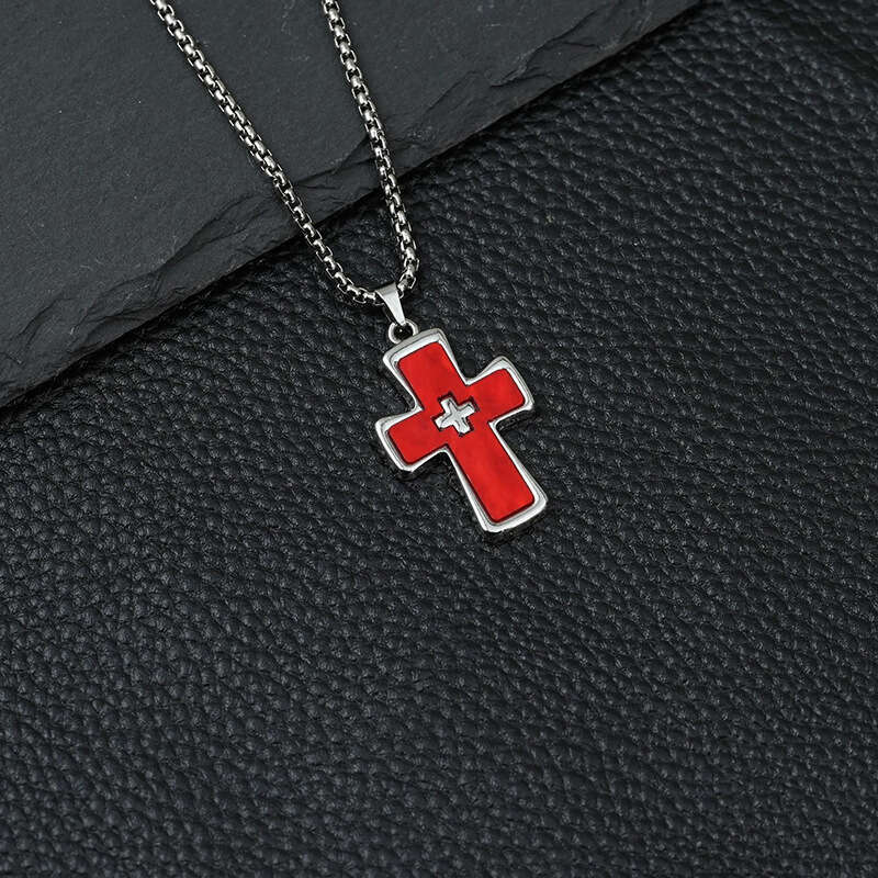 Sweet and Cool Dopamine Double Cross Pendant Blade Necklace Women's Autumn Titanium Steel Niche Design Versatile Clavicle Chain