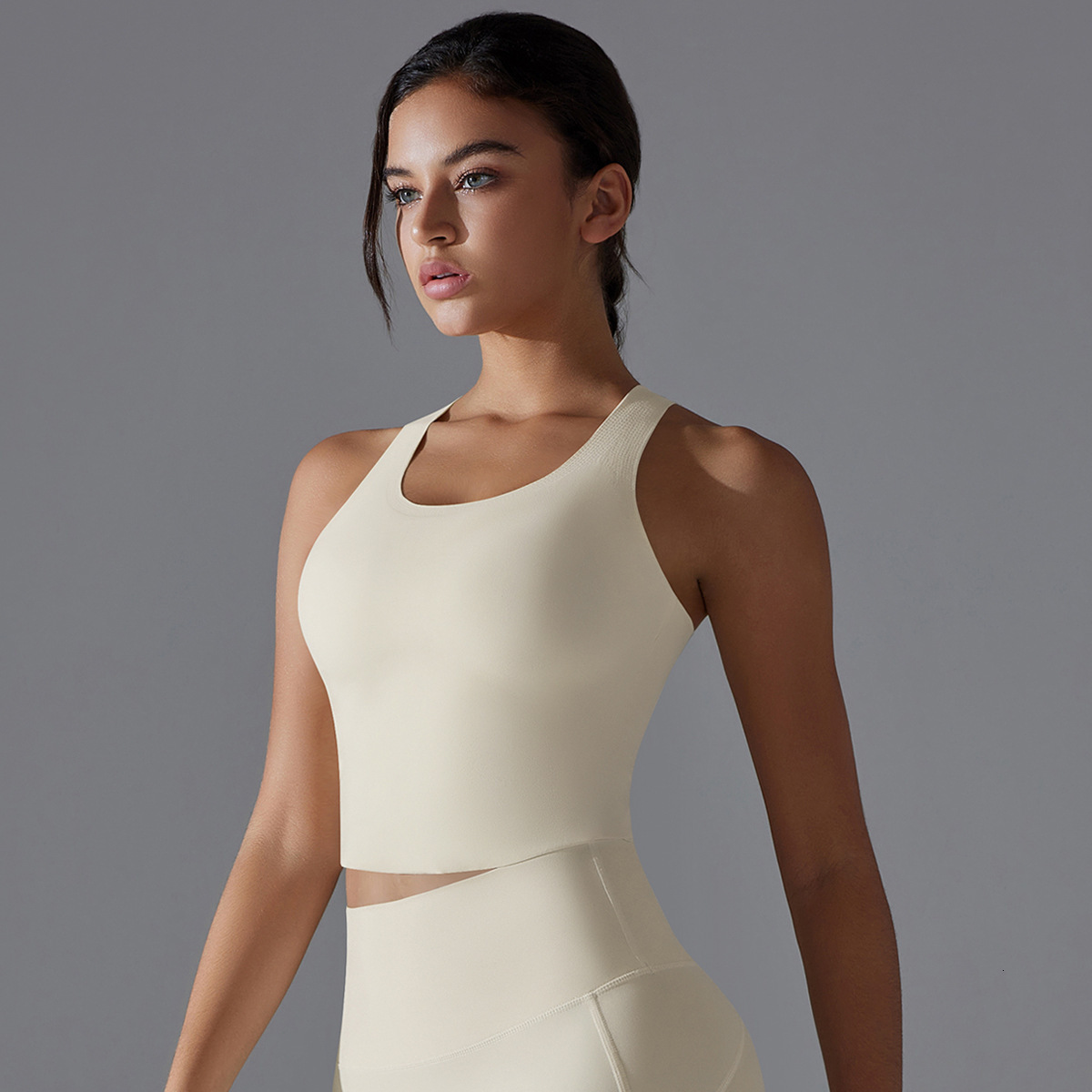 New leggings patchwork seamless back mid length bra, sports running fitness yoga suit, vest tracksuit