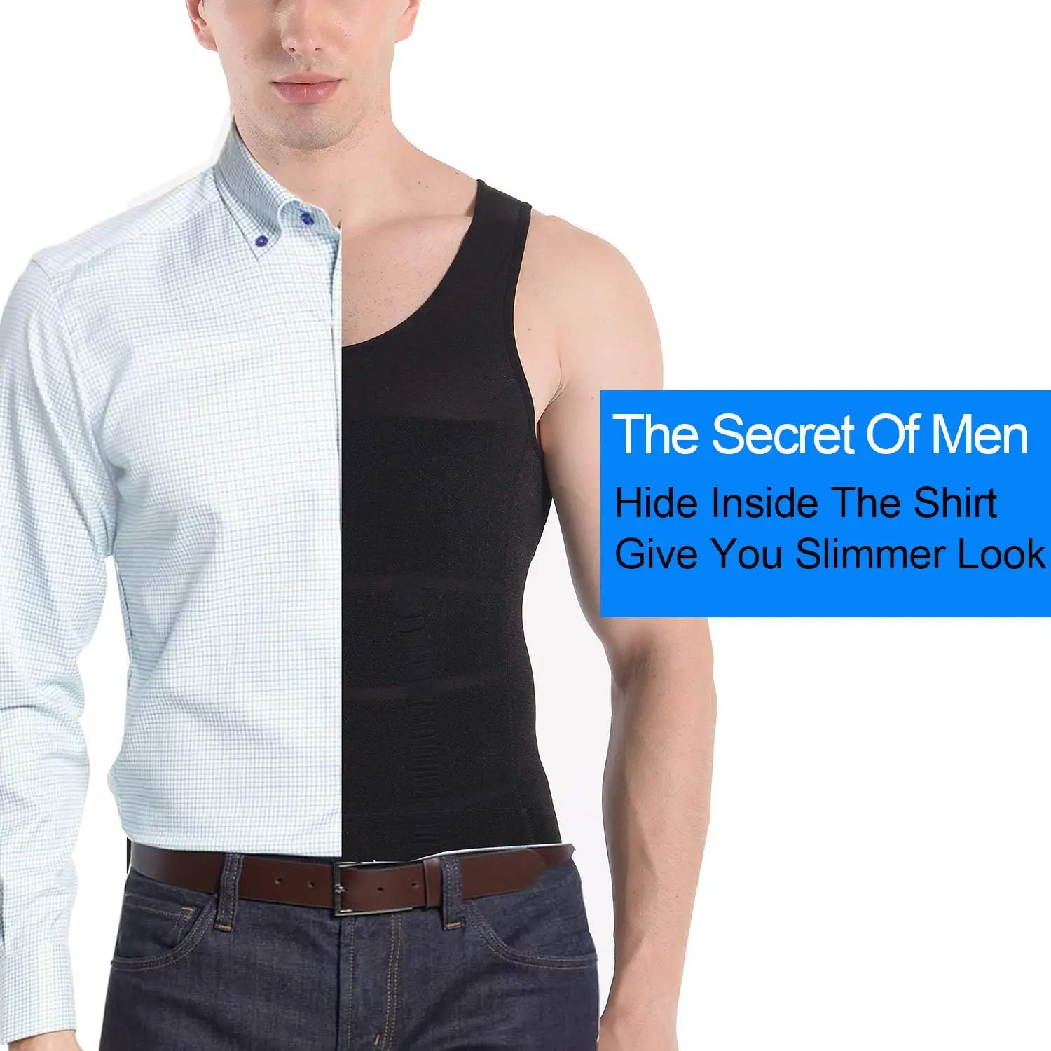 Mens weight loss and body shaping vest Abs abdominal slimming gym exercise control compression tank top sleeveless shape 250314