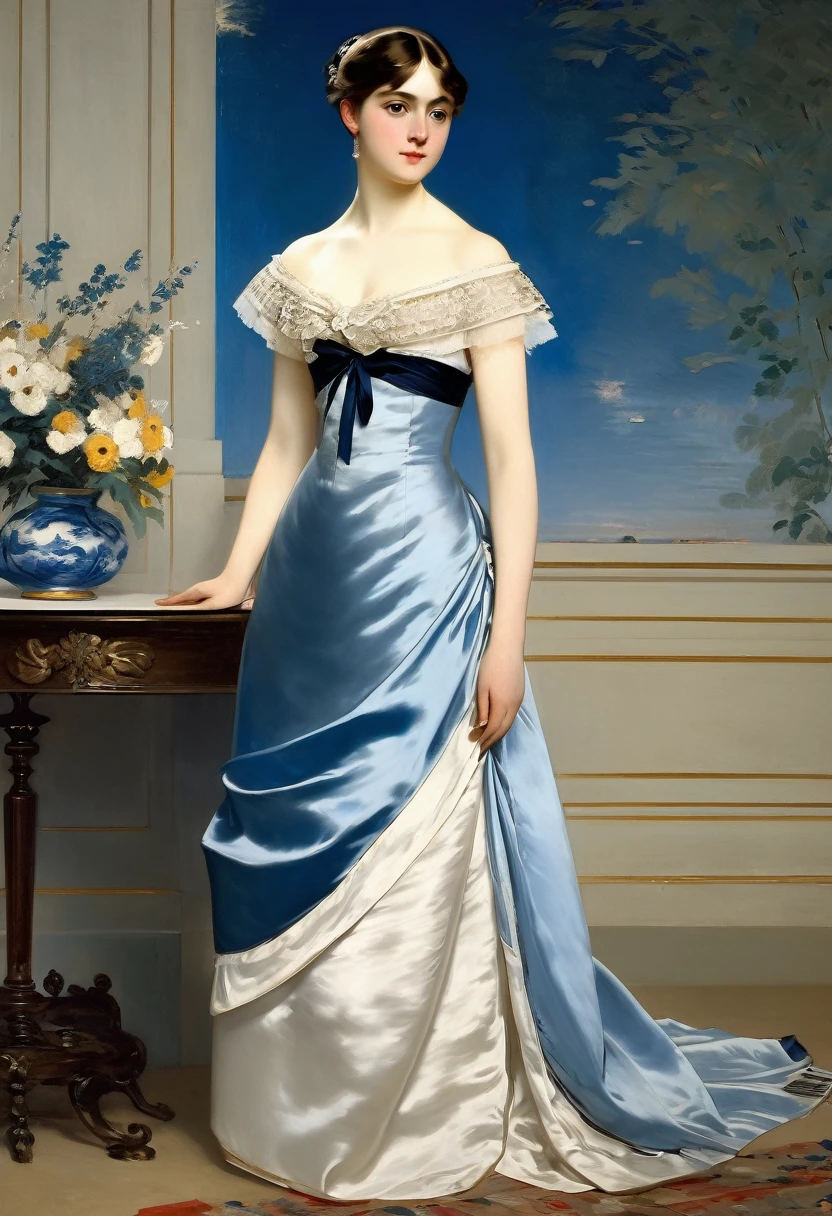 Vintage Edwardian Prom Dresses Off Shoulder Contrast Color Long Victorian Evening Dress Formal Party Gown For Women