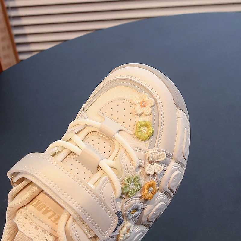 Fashion womens leather sports shoes childrens casual sports shoes floral pattern shoes childrens comfortable walking shoesXJ250318