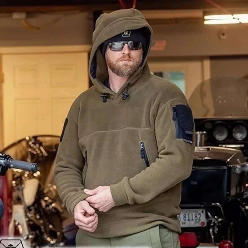2024 Autumn Spring Fleece Men Tactical Sweatshirts Outdoor Thermal Multi-Pocket Polar Pullovers Hoodies Man Clothing